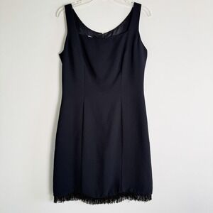 VTG 90s YL Cocktail Dress Sz 10 Black Fringe Hem Made In USA